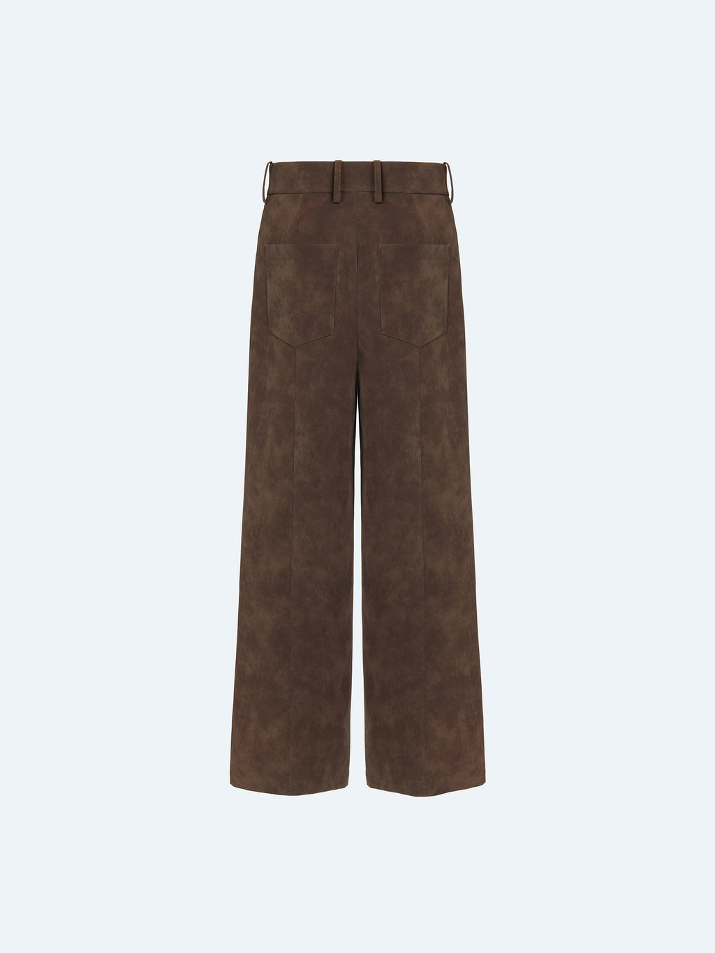 BROWN SUEDE WIDE-LEG TROUSERS