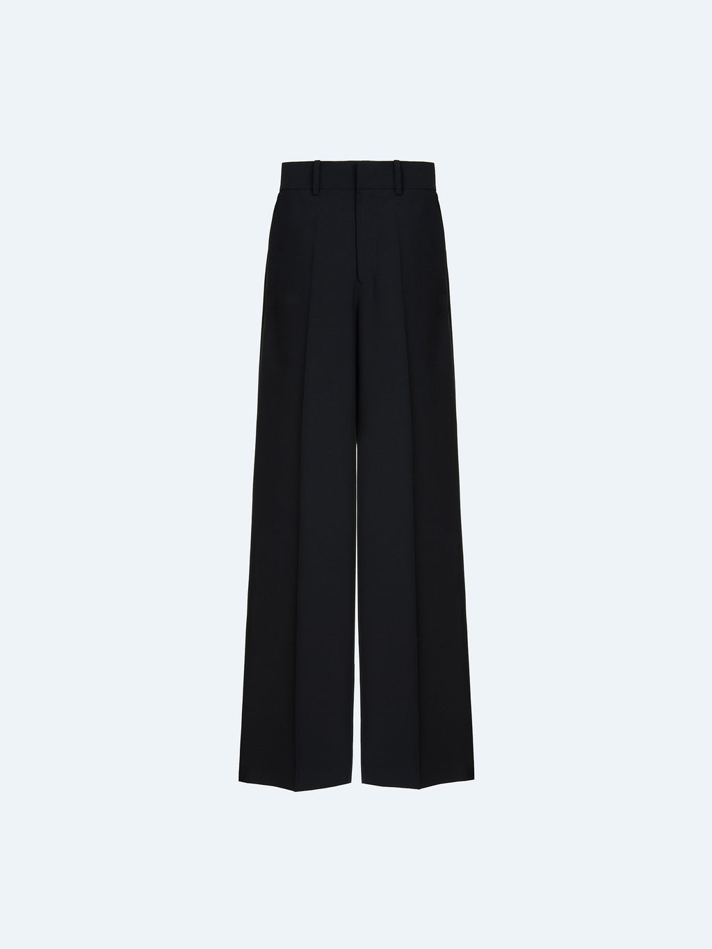 BLACK WOOL WIDE-LEG TROUSERS
