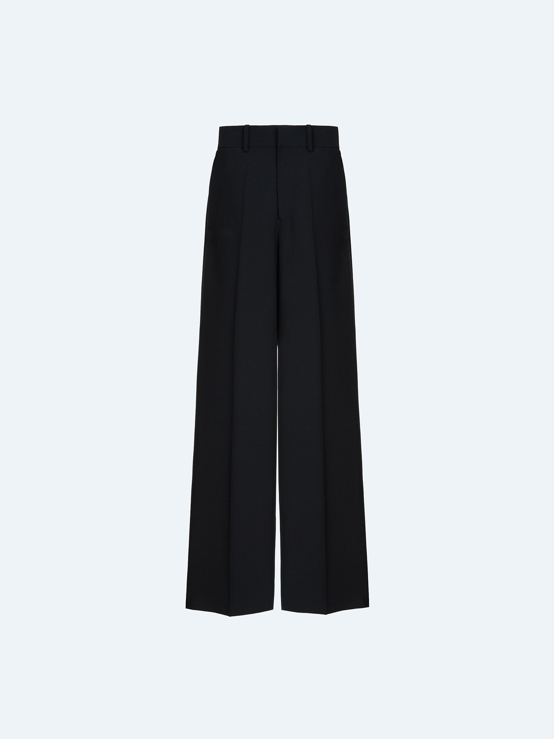 BLACK WOOL WIDE-LEG TROUSERS
