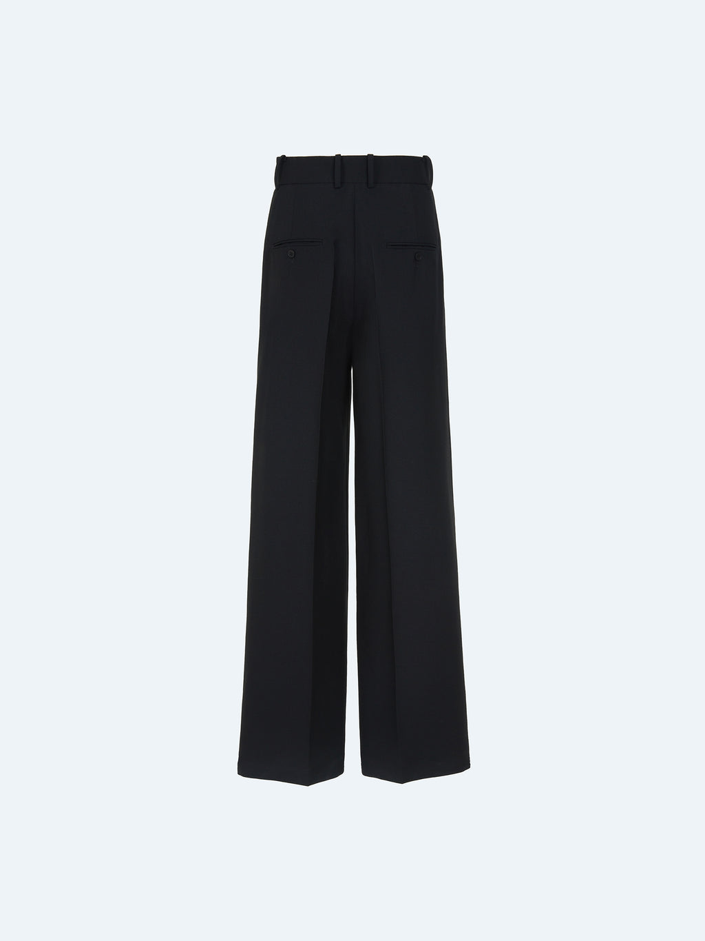 BLACK WOOL WIDE-LEG TROUSERS