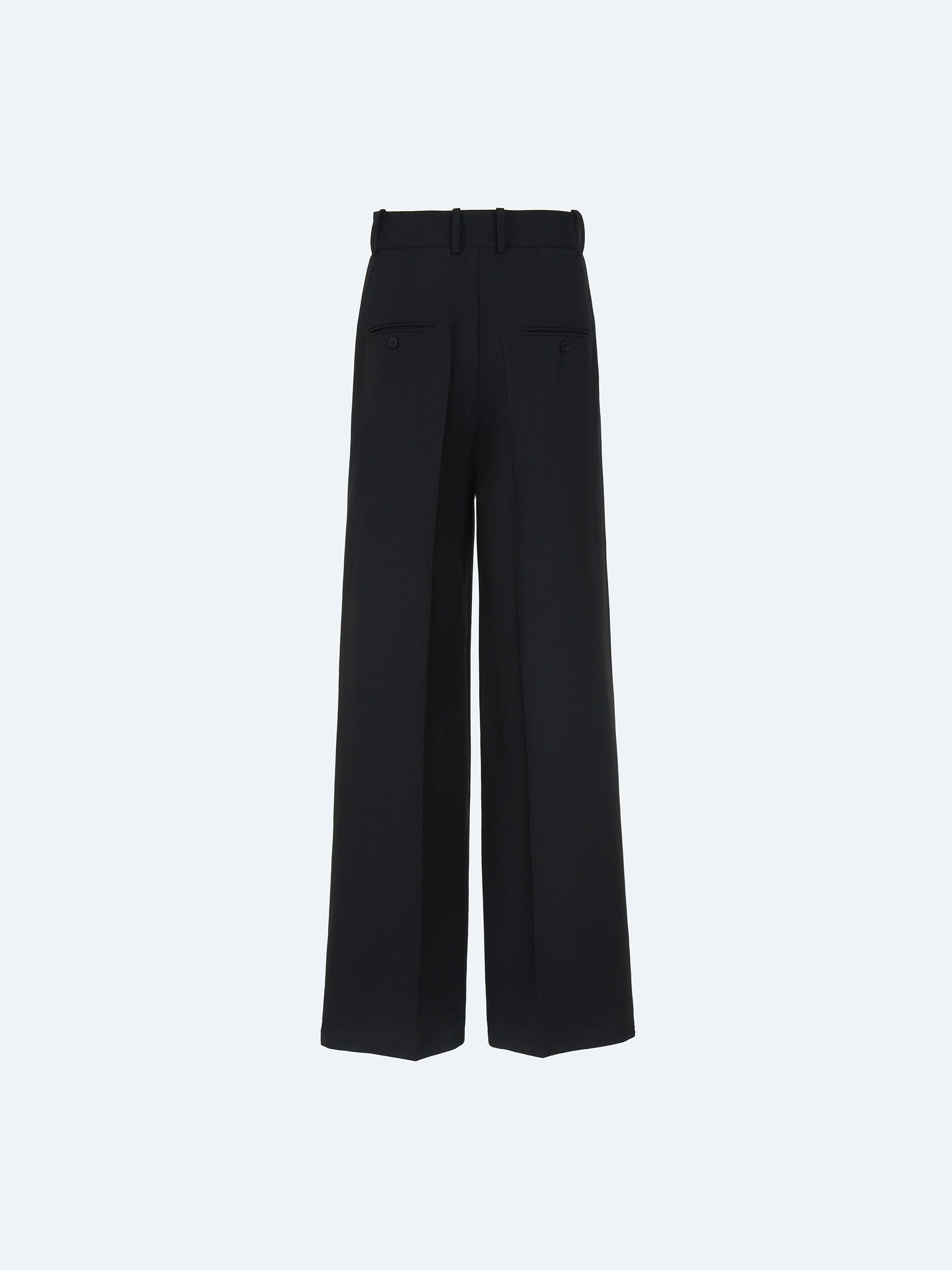 BLACK WOOL WIDE-LEG TROUSERS
