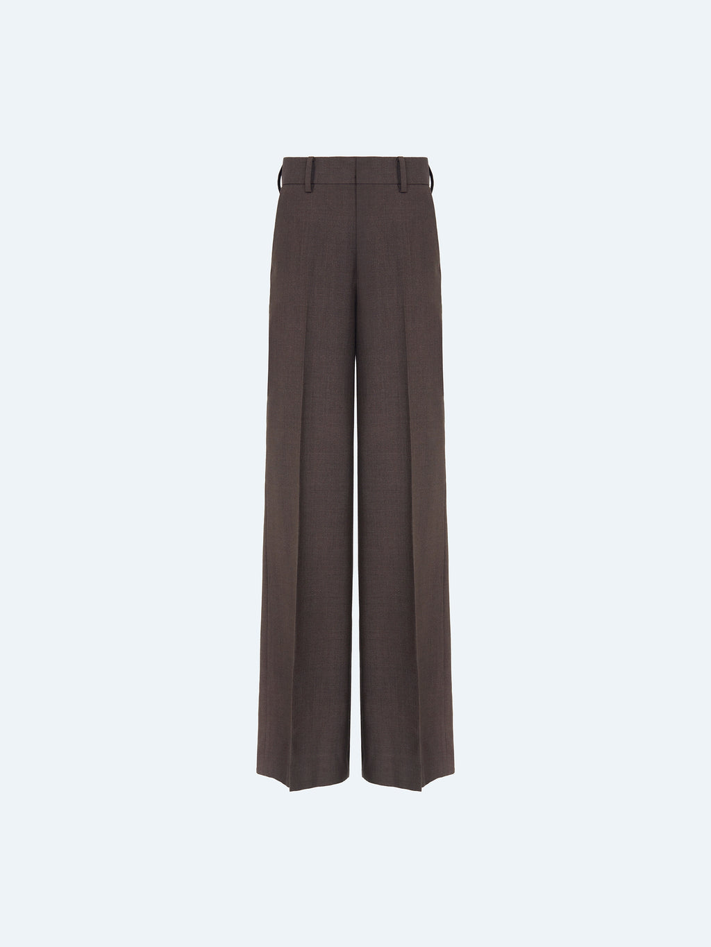 BROWN WOOL WIDE-LEG TROUSERS