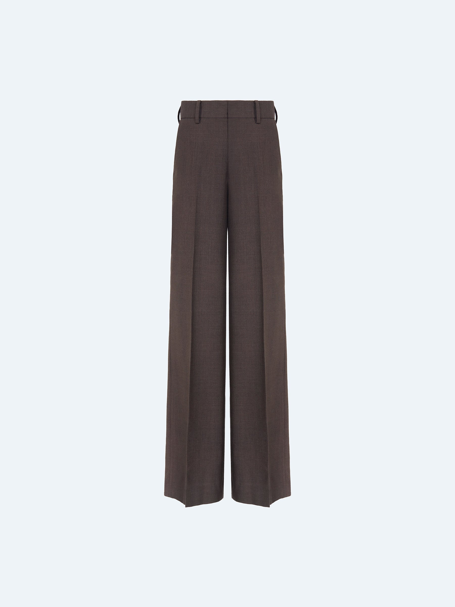 BROWN WOOL WIDE-LEG TROUSERS