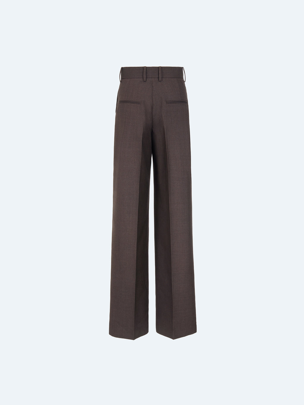 BROWN WOOL WIDE-LEG TROUSERS