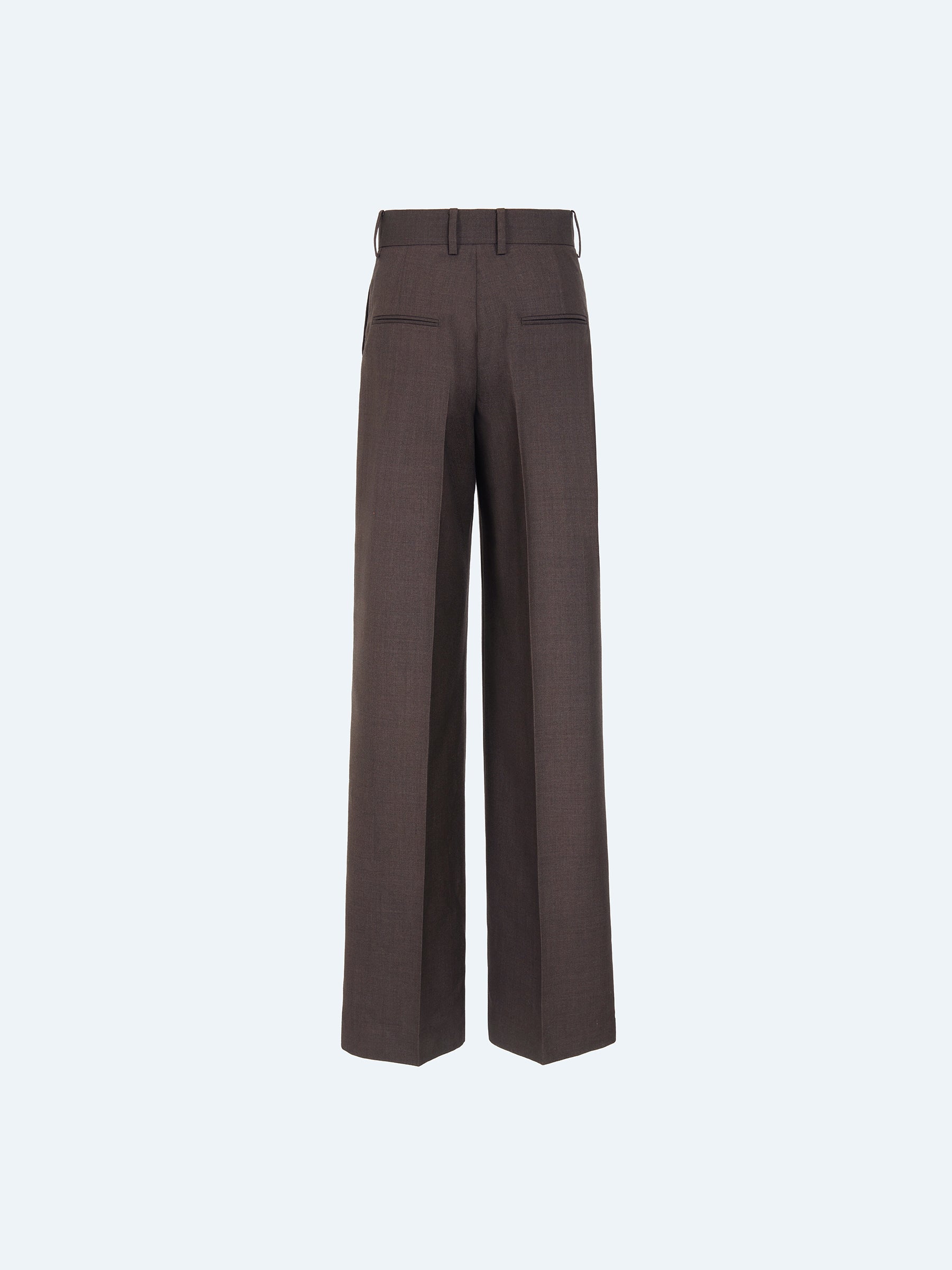 BROWN WOOL WIDE-LEG TROUSERS