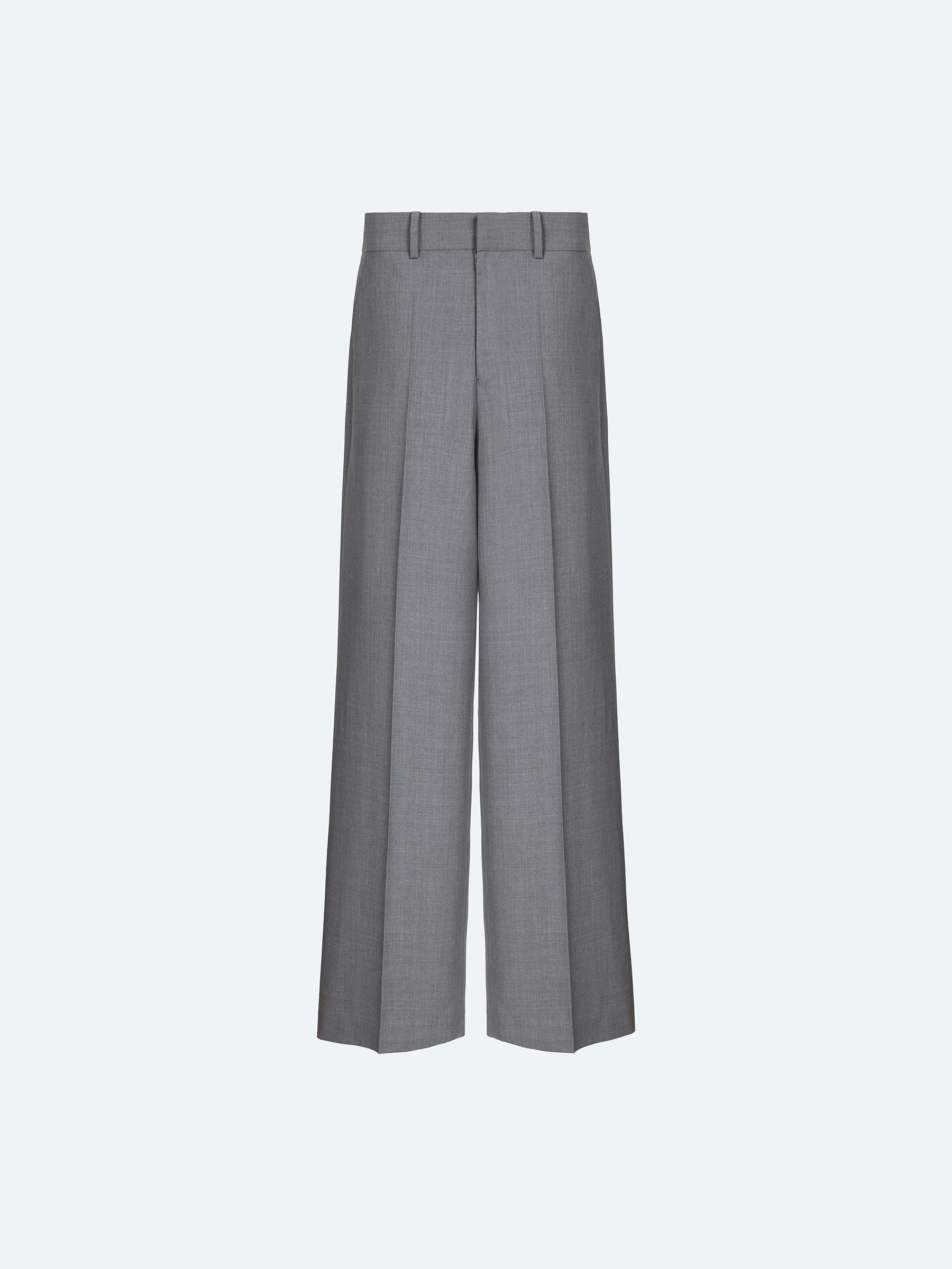 GREY WOOL WIDE-LEG TROUSERS