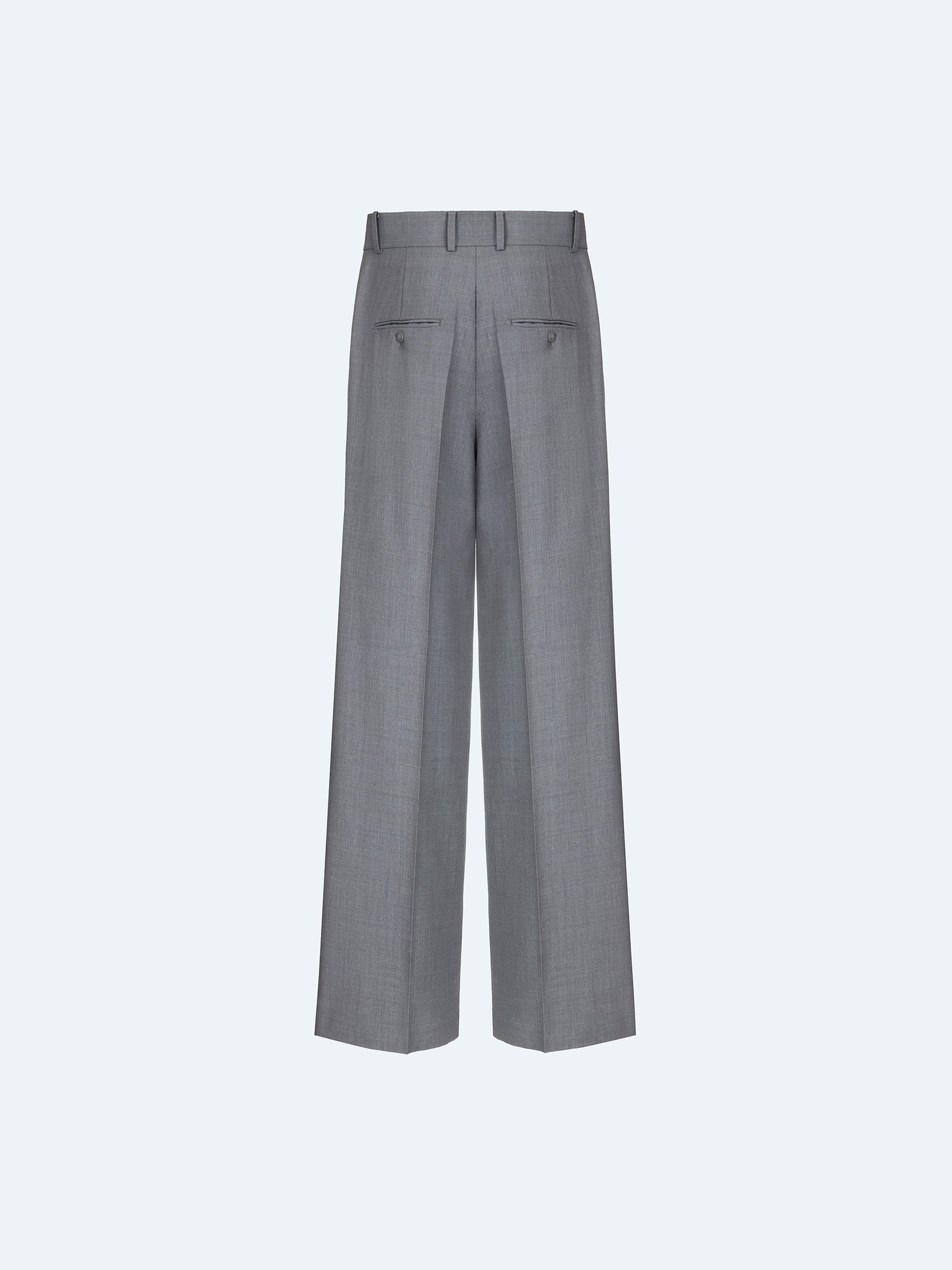 GREY WOOL WIDE-LEG TROUSERS